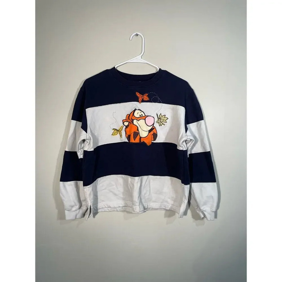 Disney Tops - Vintage 90s Pooh 100 Acres Collection Tigger Striped Crewneck Sweatshirt